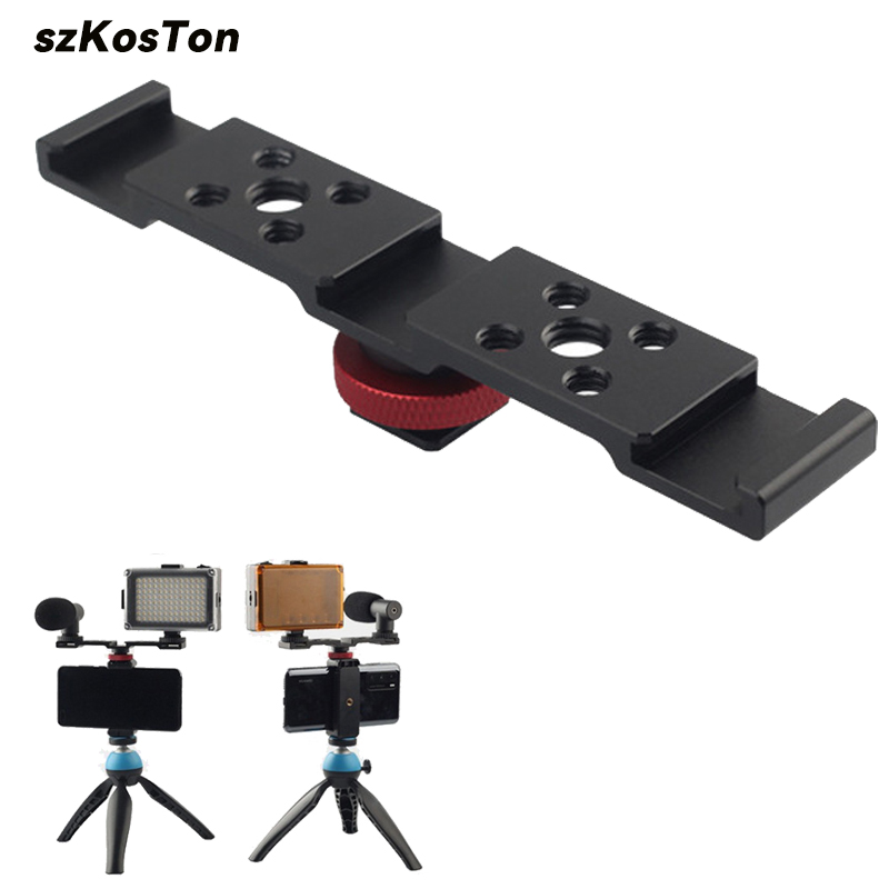 Dual Monitor Arm - Aluminum Cold Shoe Mount Bracket Dual