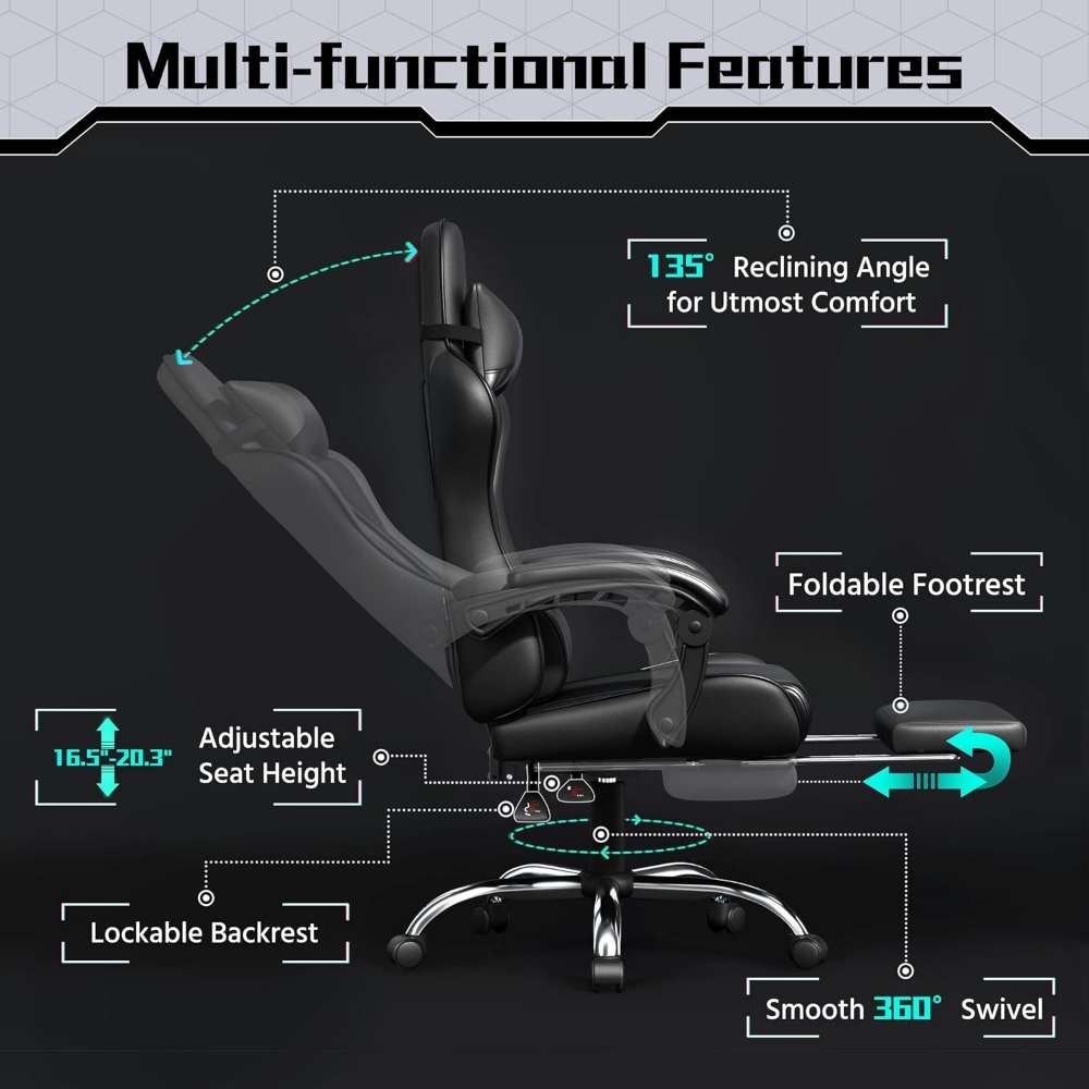 Comfortable PU Leather Gaming  - Gaming Chair Lumbar Pillow review and price