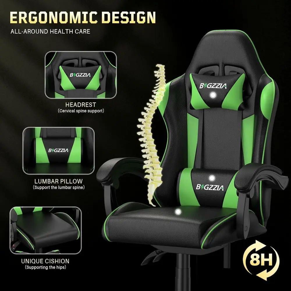Ergonomic Gaming Chair with Pi - Gaming Chair Lumbar Pillow review and price