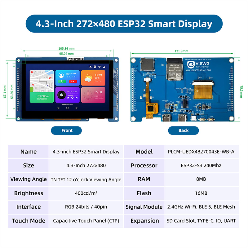 ESP32 S3 4.3 Inch 480*272 Capa - Dual Monitor Arm review and price