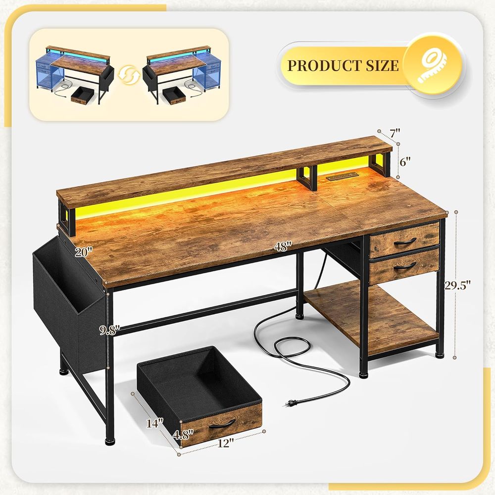 Compact 48 Gaming Desk with Wi - Rgb Light Strip review and price