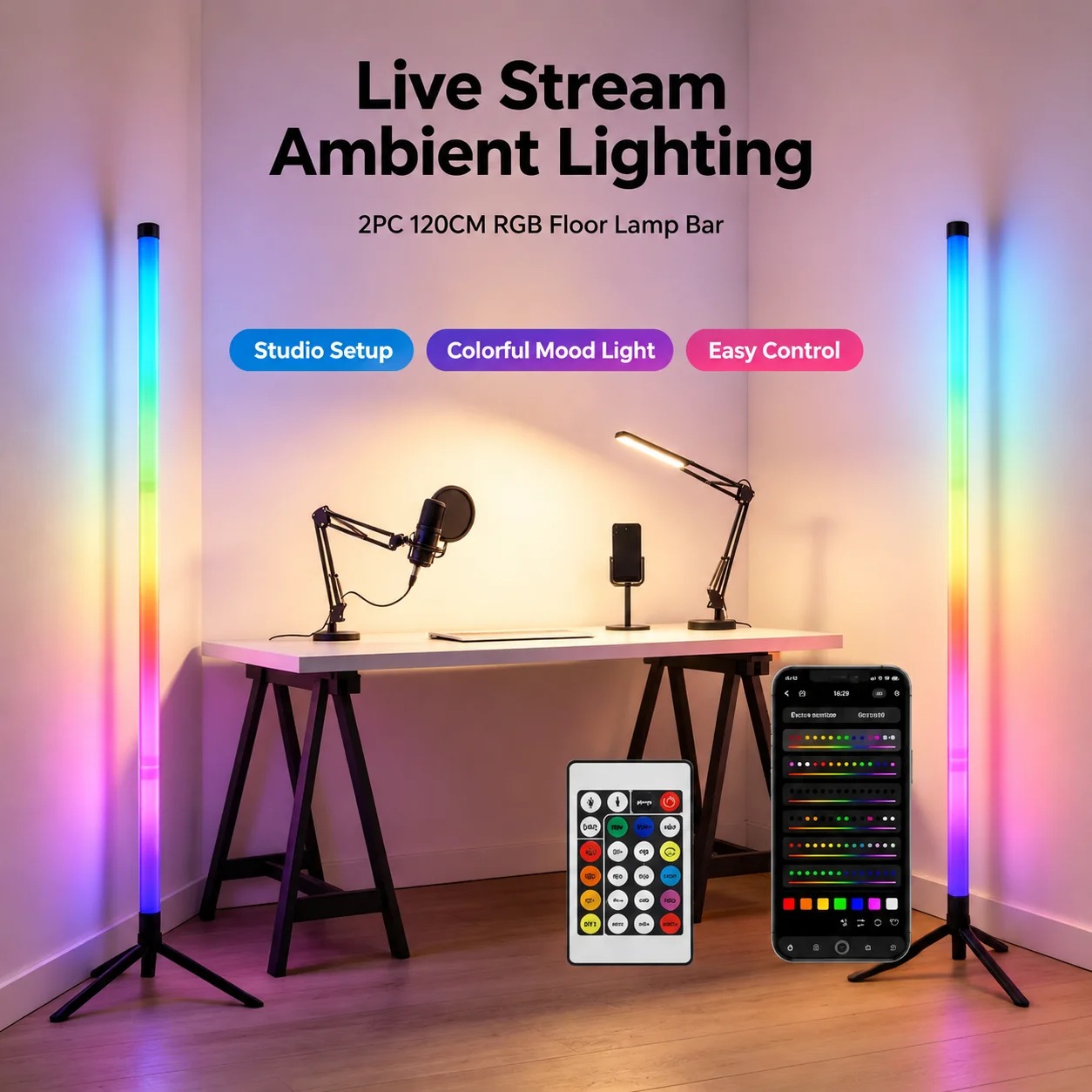 2PCS 120CM RGB Floor Lamp, Sou - Rgb Light Strip review and price