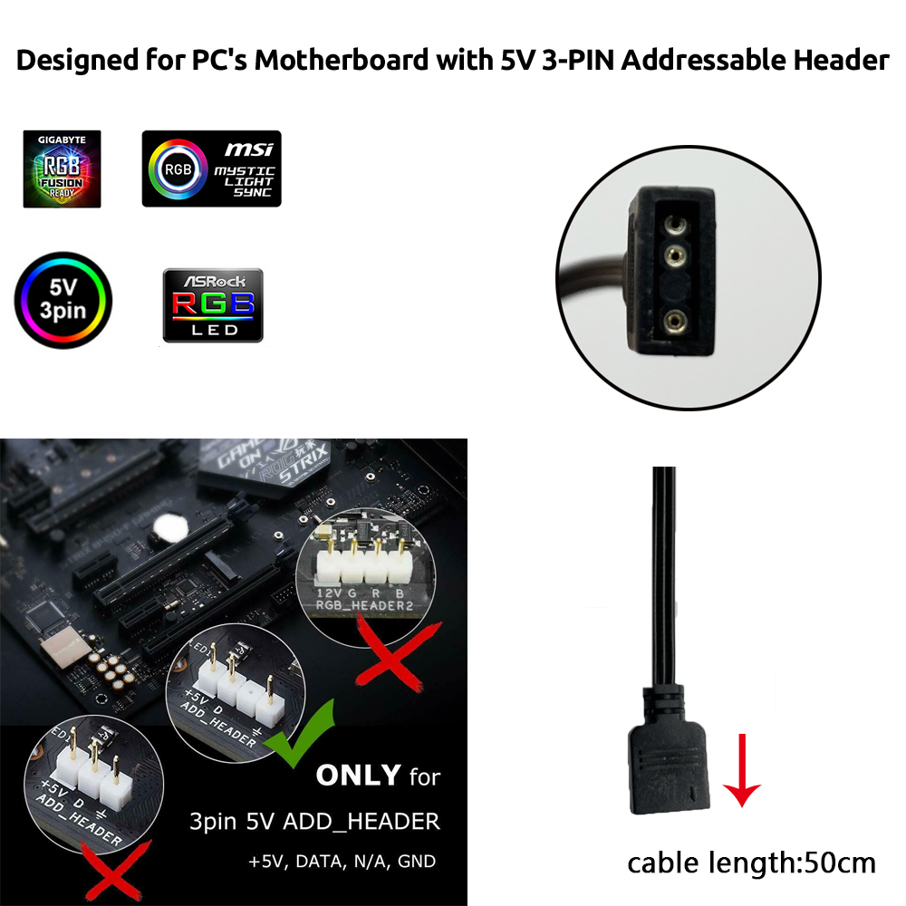 5V ARGB 3Pin Header for Asus A - Rgb Light Strip review and price