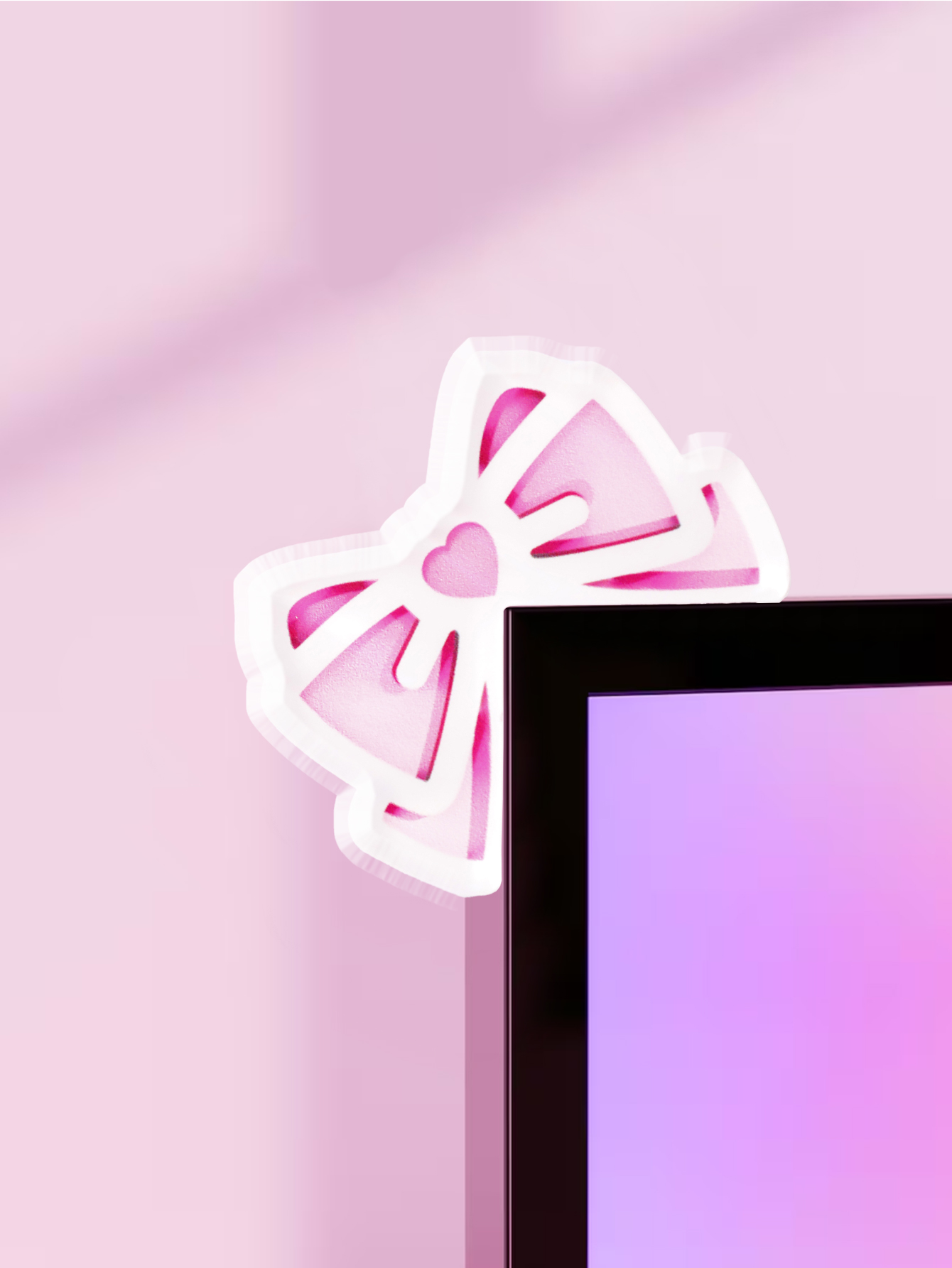 Kawaii Bow Monitor Decor Pink  - Pc Gaming Setup review and price