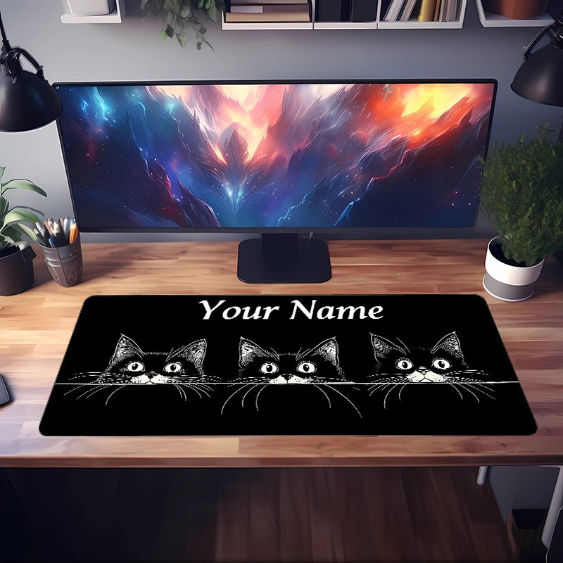 Cute 3 Black Cats Custom Desk  - Pc Gaming Names review and price